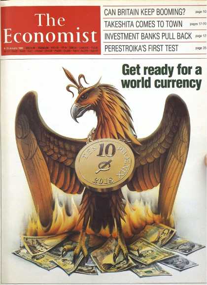 The Economist magazine front page with "Get ready for the world currency" title